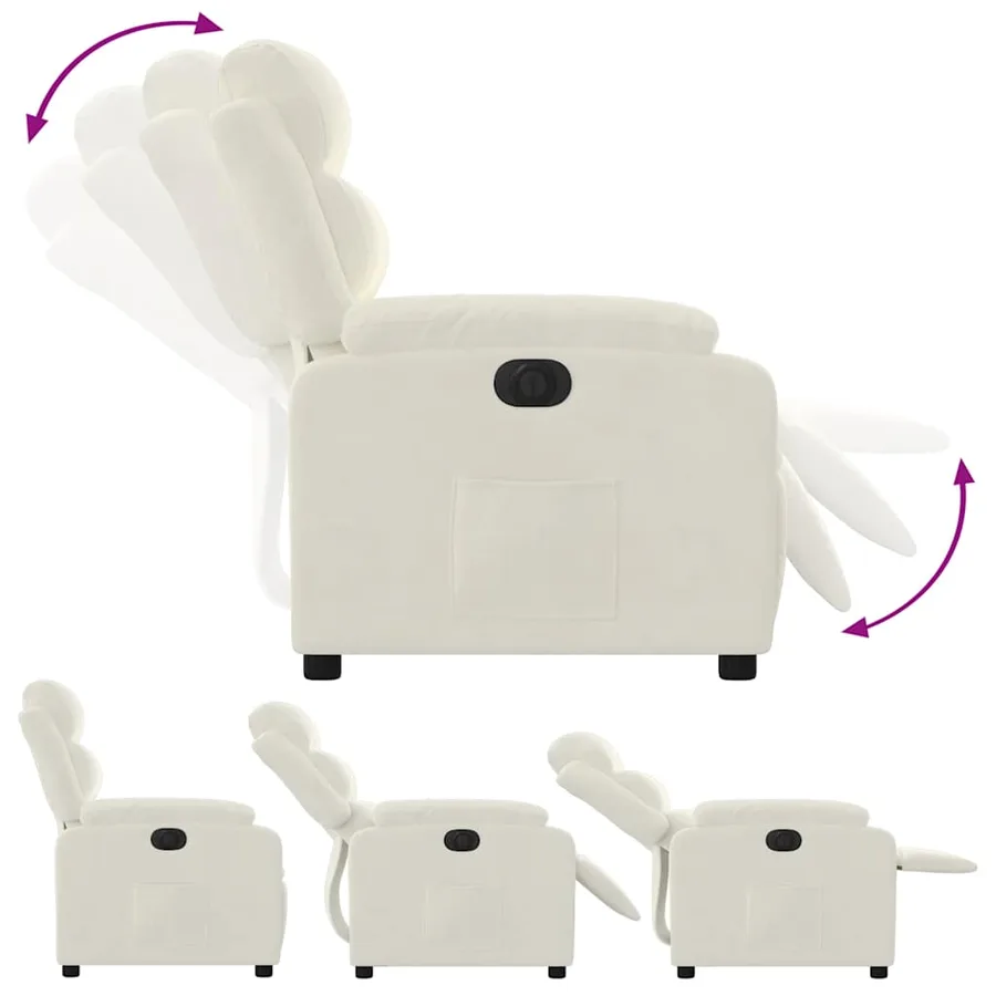 Fauteuil inclinable électrique Crème Velours - 7