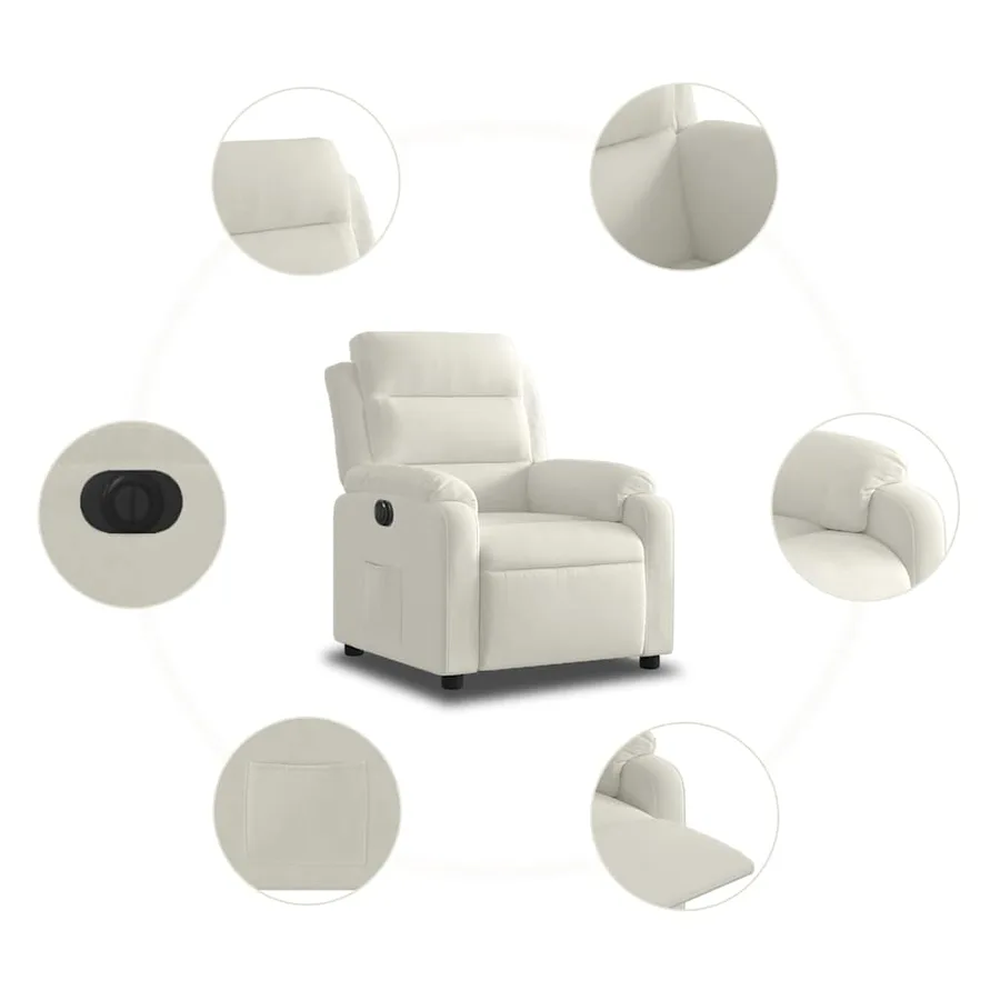 Fauteuil inclinable électrique Crème Velours - 8