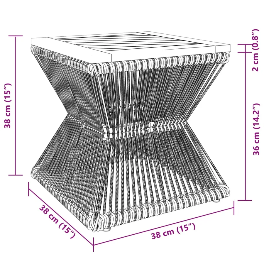 Table basse avec base en fil de fer noir bois d'acacia massif - 11
