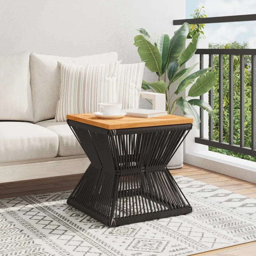 Table basse avec base en fil de fer noir bois d'acacia massif - 3
