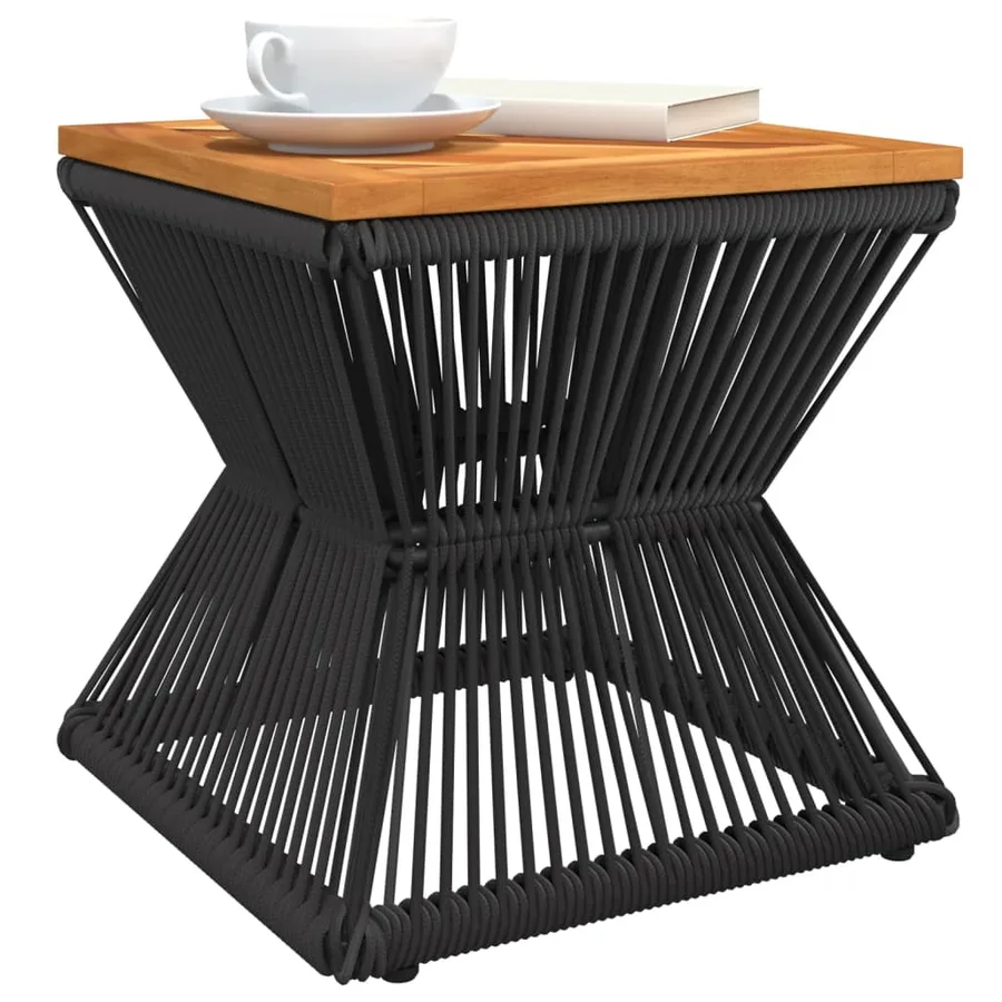 Table basse avec base en fil de fer noir bois d'acacia massif - 4