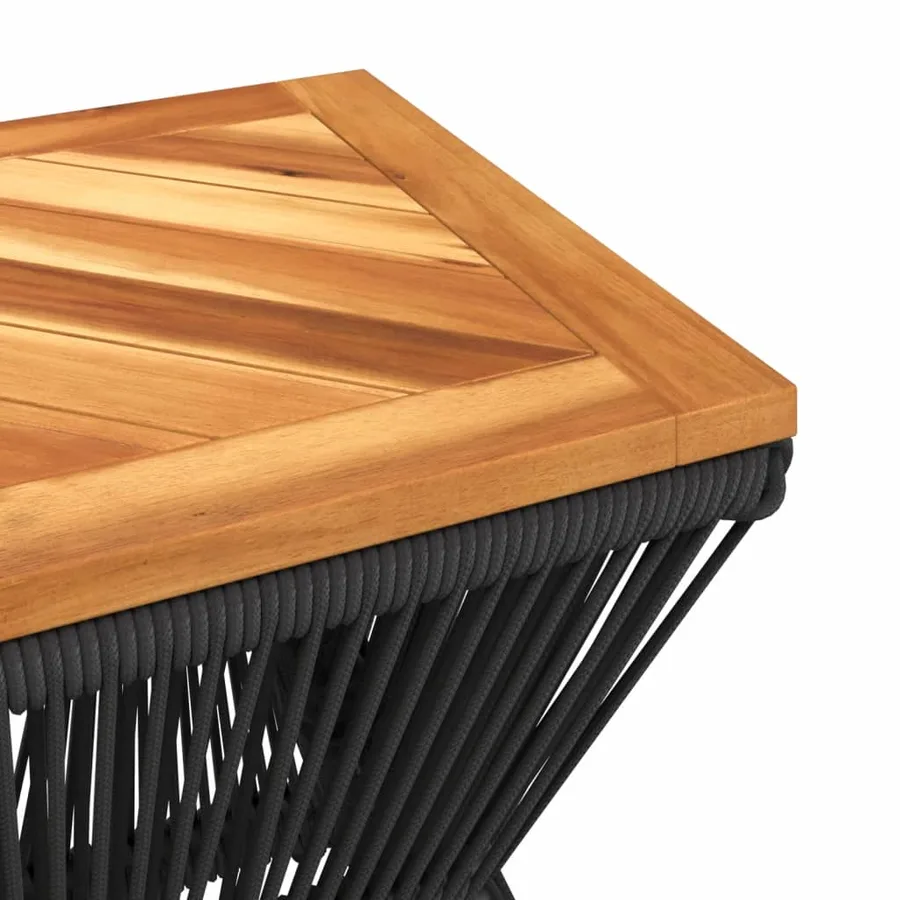 Table basse avec base en fil de fer noir bois d'acacia massif - 9