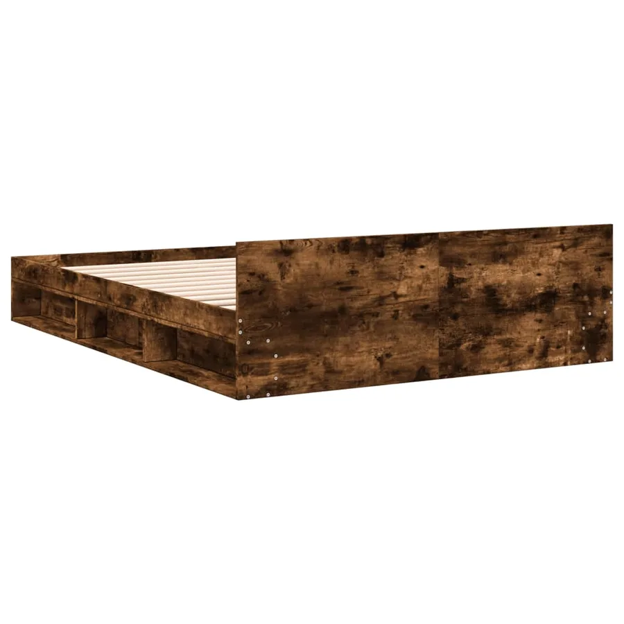 Cadre de lit avec tiroirs sans matelas chêne fumé 160x200 cm - 6