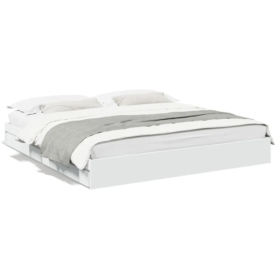 Cadre de lit avec tiroirs sans matelas blanc 200x200 cm - 2