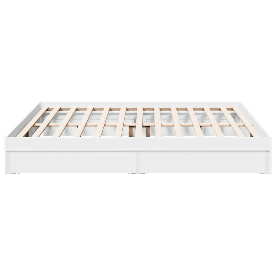 Cadre de lit avec tiroirs sans matelas blanc 200x200 cm - 5