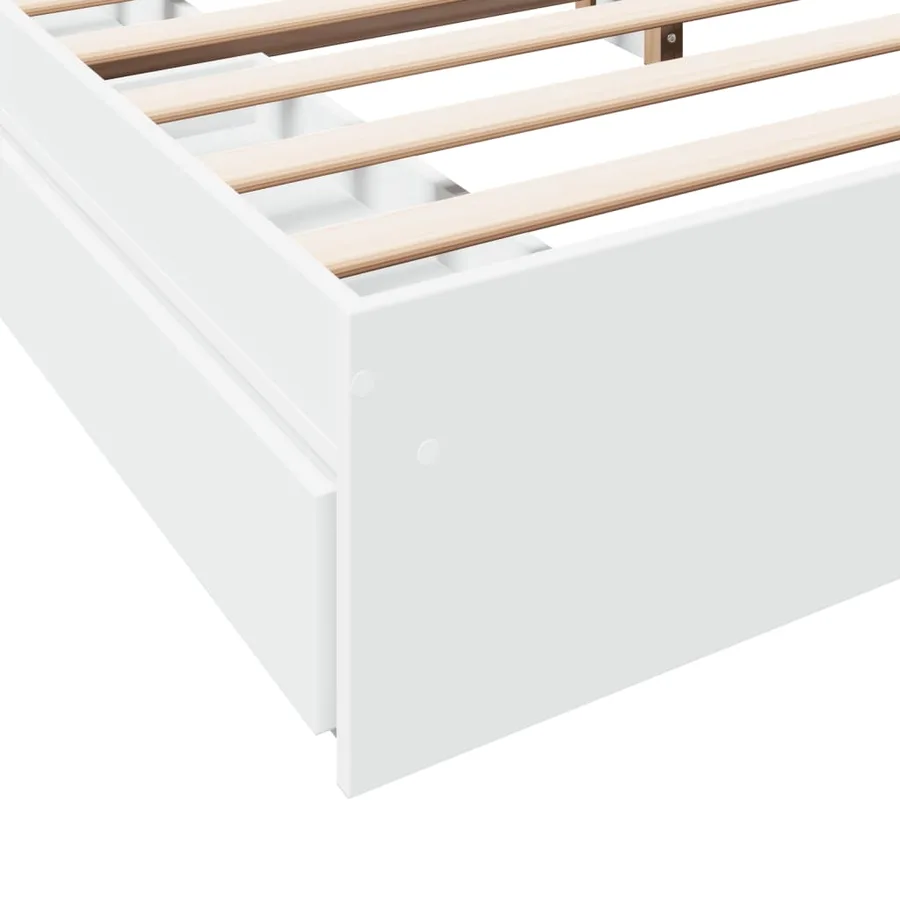 Cadre de lit avec tiroirs sans matelas blanc 200x200 cm - 8