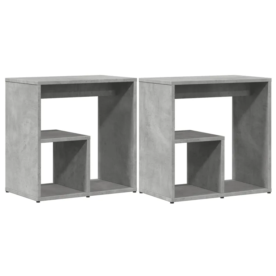Tables d'appoint 2 pcs gris béton 50x30x50 cm bois d'ingénierie - 2