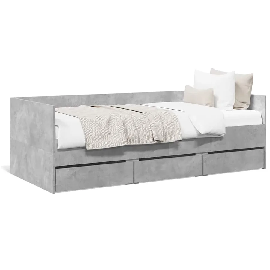 Lit de jour avec tiroirs sans matelas gris béton 100x200 cm - 2