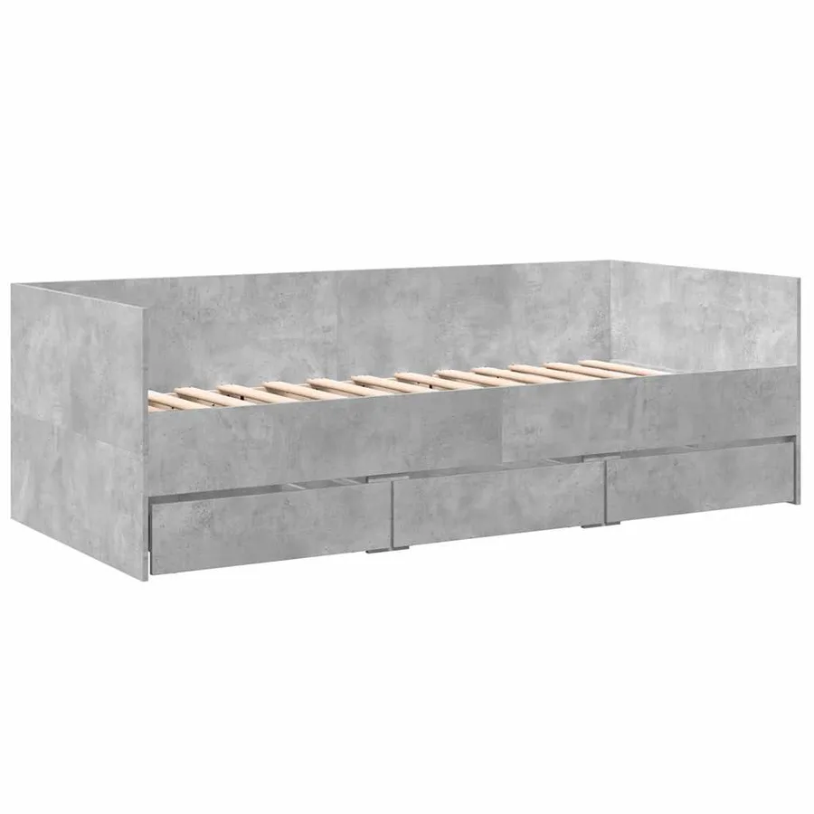 Lit de jour avec tiroirs sans matelas gris béton 100x200 cm - 3