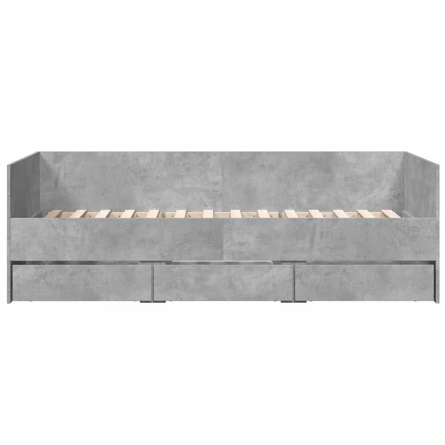 Lit de jour avec tiroirs sans matelas gris béton 100x200 cm - 4