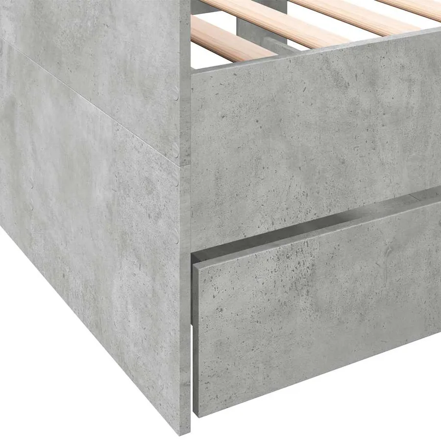 Lit de jour avec tiroirs sans matelas gris béton 100x200 cm - 7