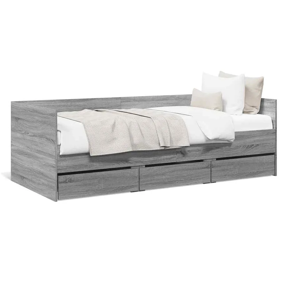 Lit de jour avec tiroirs sans matelas sonoma gris 100x200 cm - 2