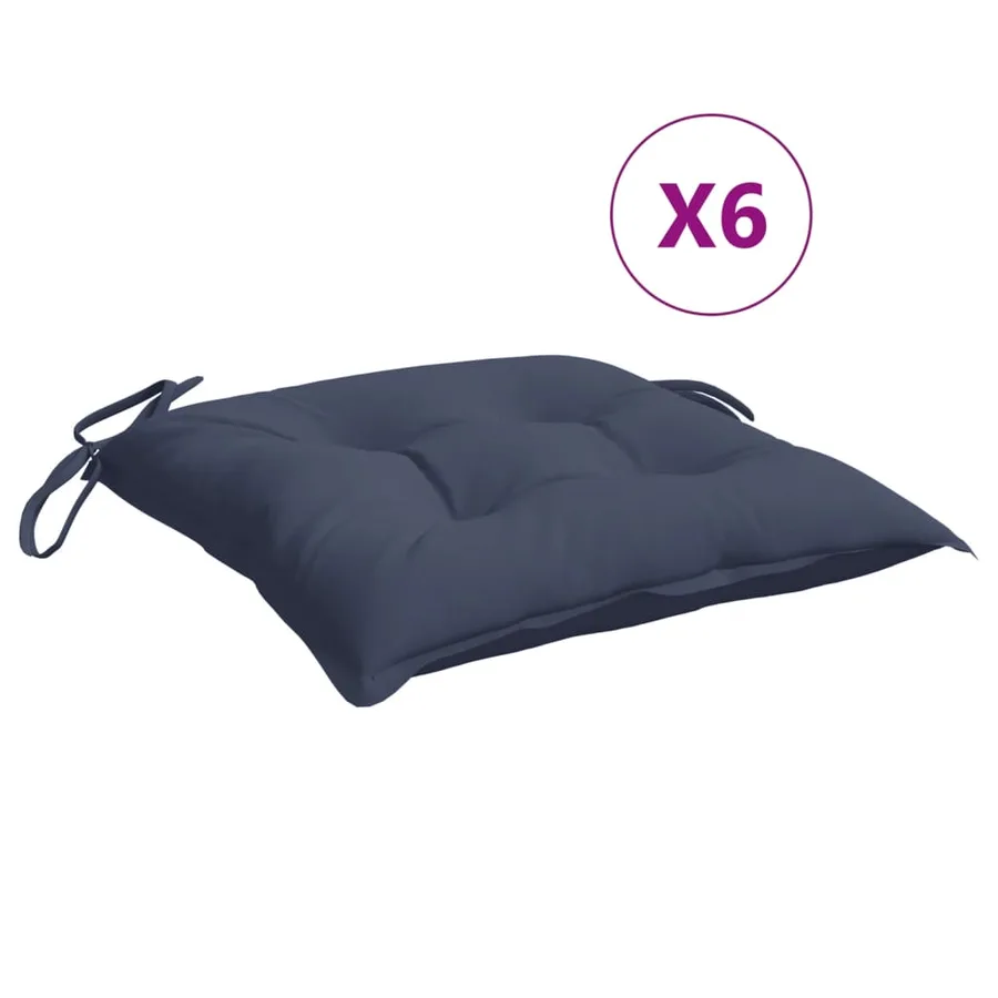 Coussins de chaise lot de 6 bleu marine 50x50x7 cm tissu oxford - 2