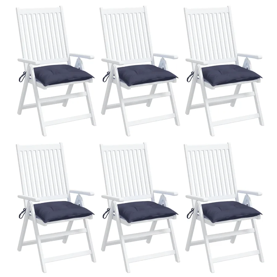 Coussins de chaise lot de 6 bleu marine 50x50x7 cm tissu oxford - 4