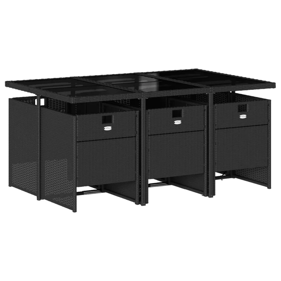Ensemble à manger de jardin coussins 7pcs Noir Résine tressée - 3