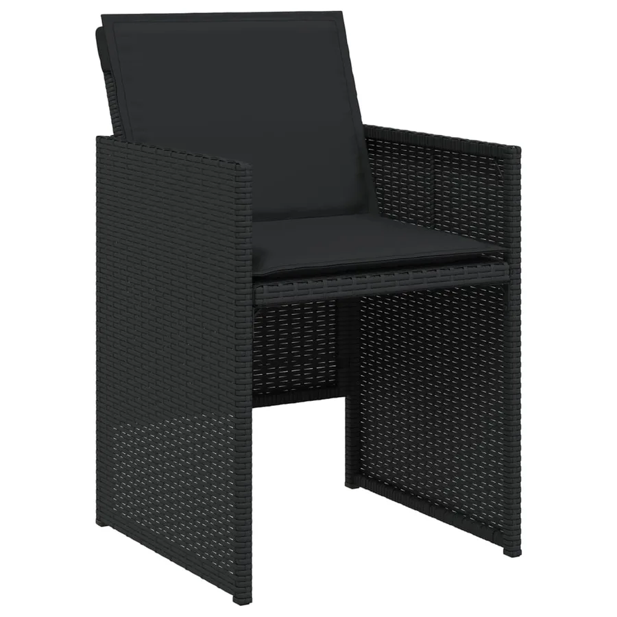 Ensemble à manger de jardin coussins 7pcs Noir Résine tressée - 5