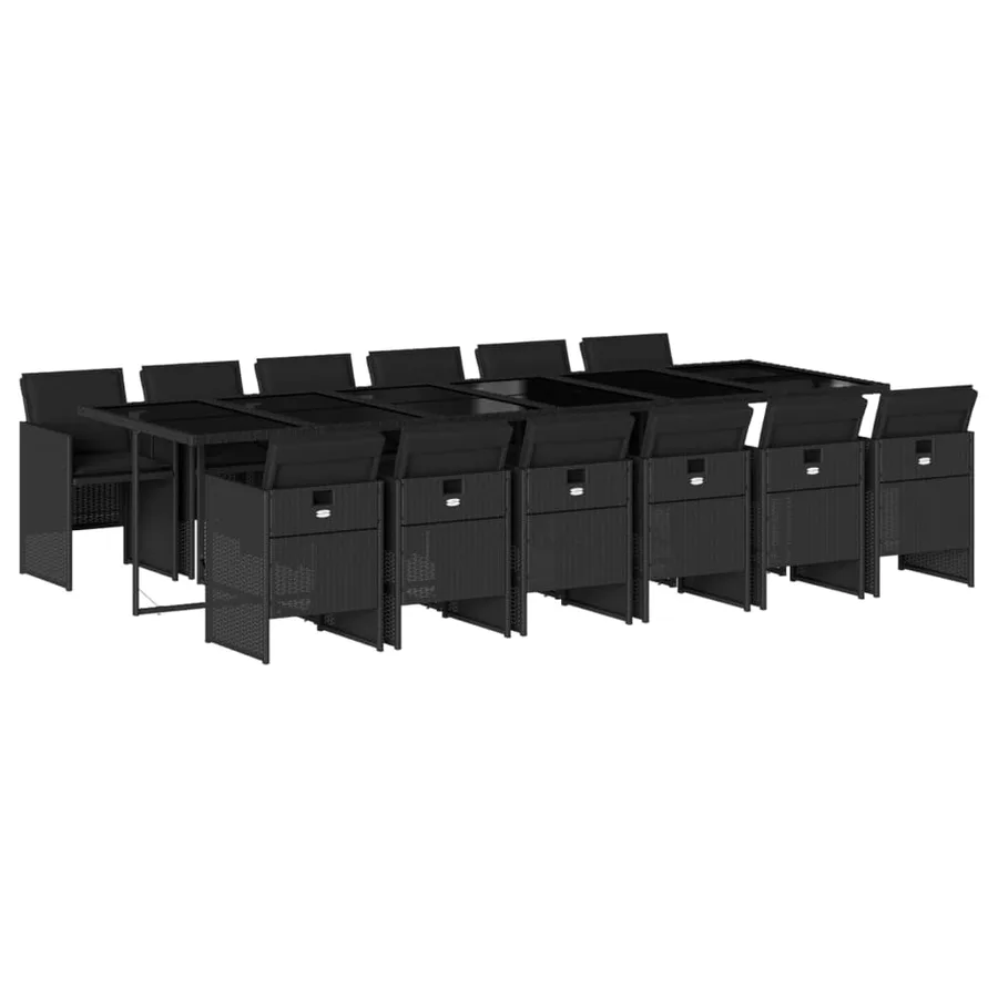 Ensemble à manger de jardin 13 pcs coussins noir résine tressée - 2