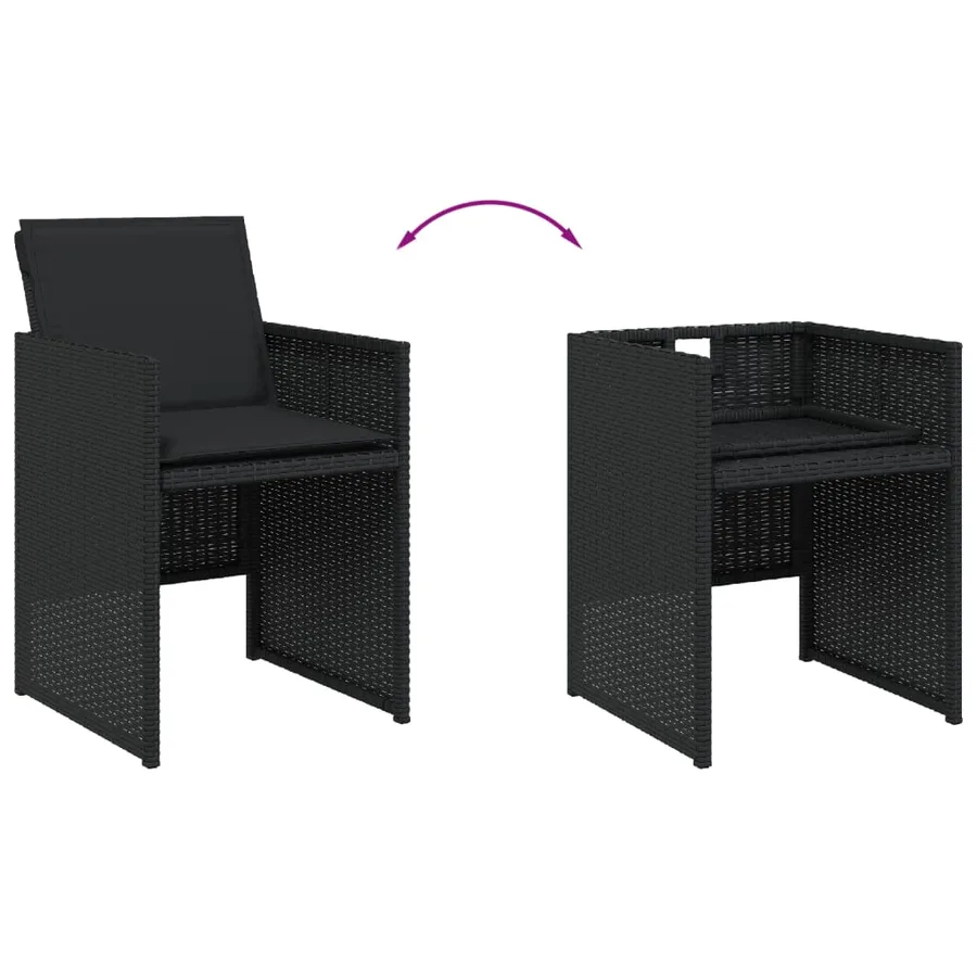 Ensemble à manger de jardin 13 pcs coussins noir résine tressée - 6
