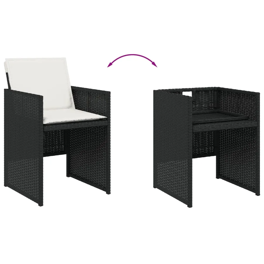 Ensemble à manger de jardin 11 pcs coussins noir résine tressée - 7