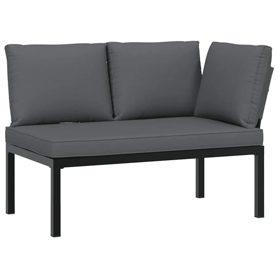 Salon de jardin 3 pcs avec coussins noir aluminium - 3