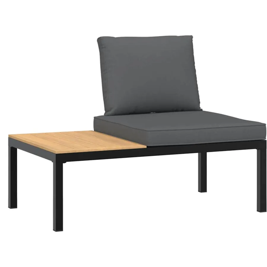Salon de jardin 3 pcs avec coussins noir aluminium - 4