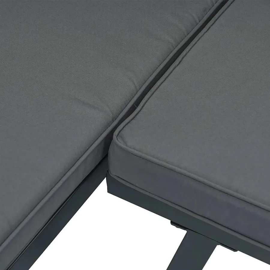 Salon de jardin 3 pcs avec coussins noir aluminium - 6