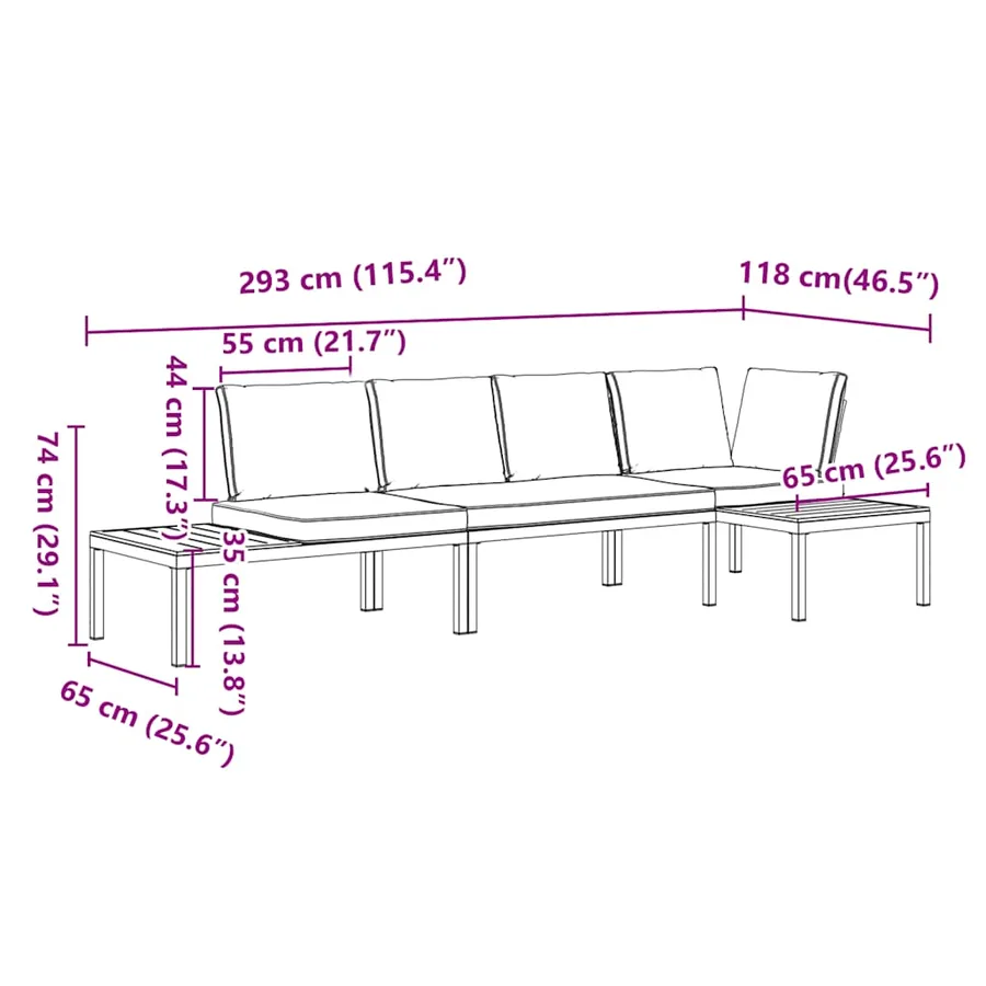 Salon de jardin 3 pcs avec coussins noir aluminium - 8