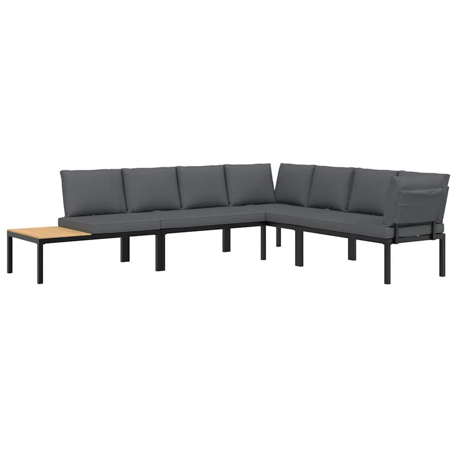 Salon de jardin 4 pcs avec coussins noir aluminium - 2
