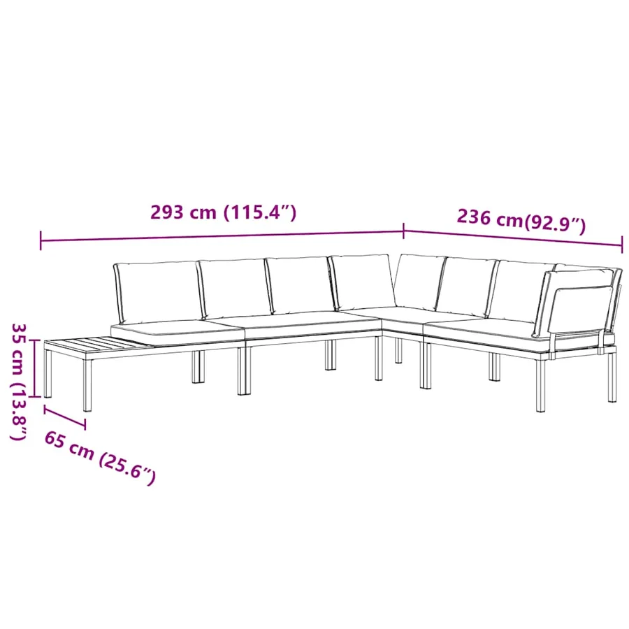 Salon de jardin 4 pcs avec coussins noir aluminium - 8