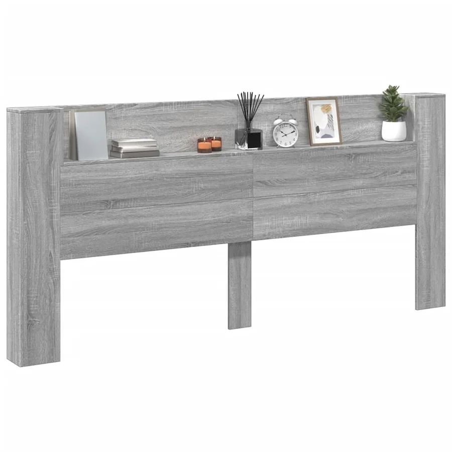Armoire tête de lit avec LED sonoma gris 220x16,5x103,5 cm - 12