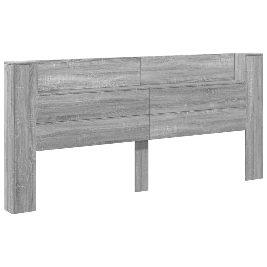Armoire tête de lit avec LED sonoma gris 220x16,5x103,5 cm - 4