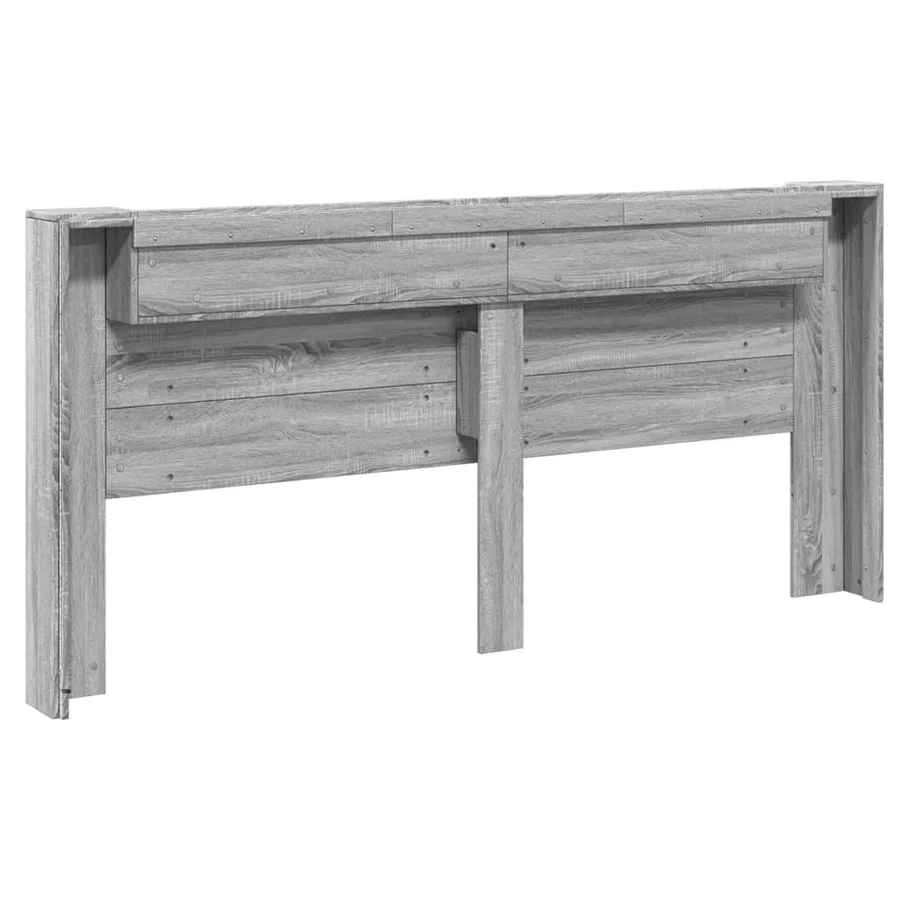 Armoire tête de lit avec LED sonoma gris 220x16,5x103,5 cm - 6