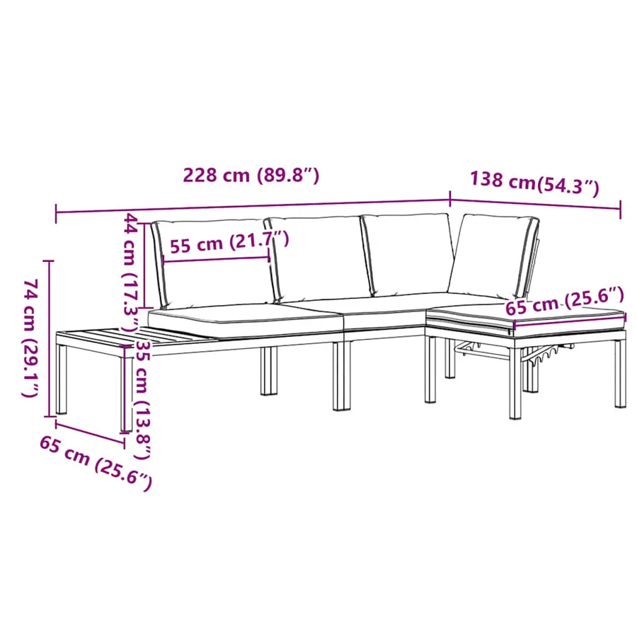 Salon de jardin 3 pcs avec coussins noir aluminium - 10