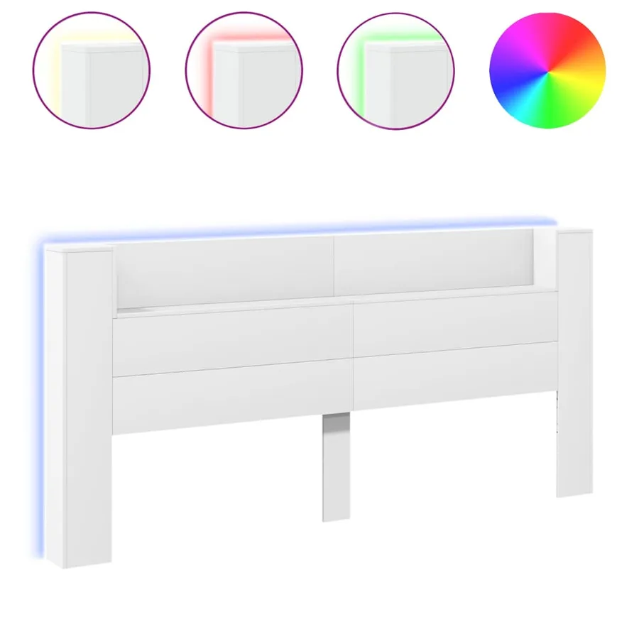Armoire tête de lit avec LED blanc 220x16,5x103,5 cm - 2