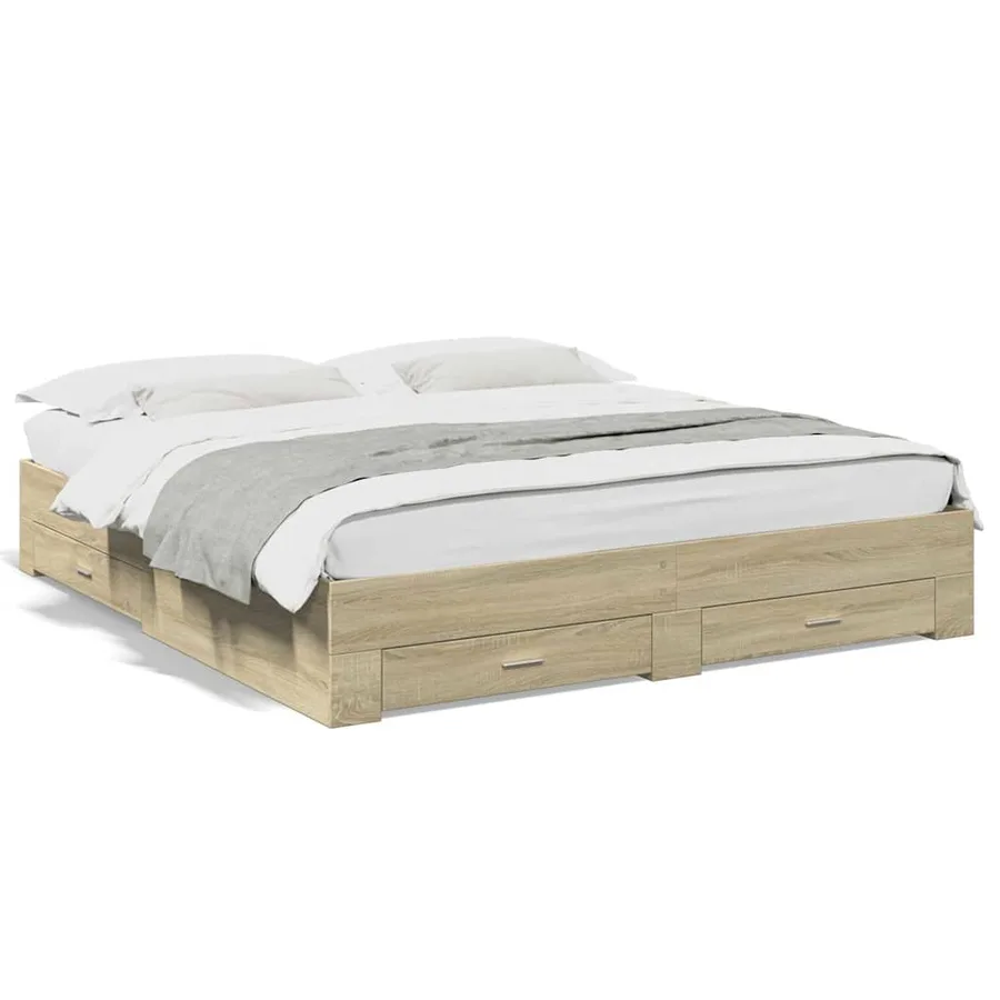 Cadre de lit avec tiroirs sans matelas chêne sonoma 180x200 cm - 2
