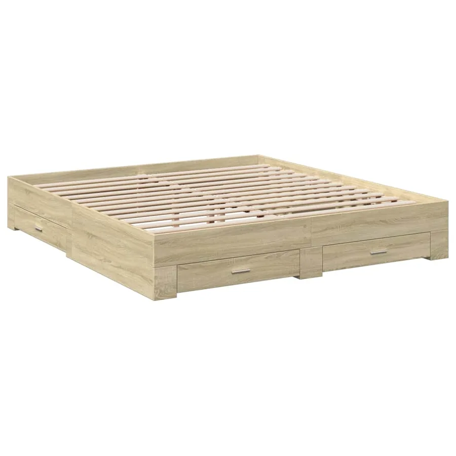 Cadre de lit avec tiroirs sans matelas chêne sonoma 180x200 cm - 3