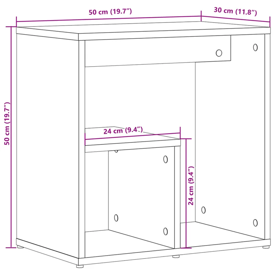 Table d'appoint blanc 50x30x50 cm bois d’ingénierie - 10