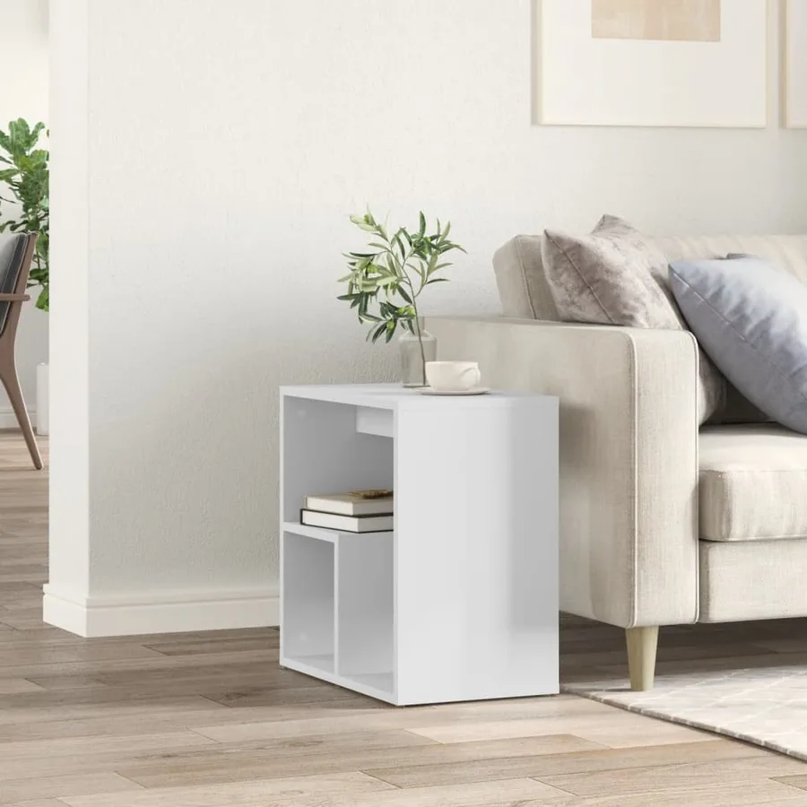 Table d'appoint blanc 50x30x50 cm bois d’ingénierie - 3