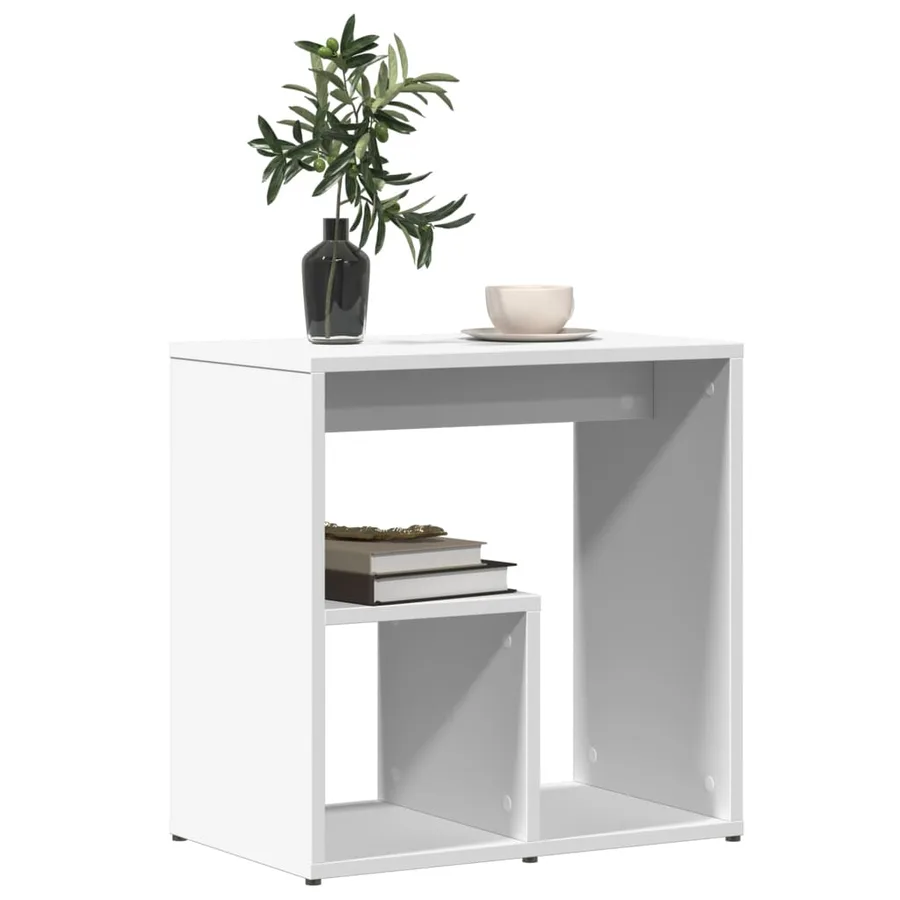 Table d'appoint blanc 50x30x50 cm bois d’ingénierie - 4