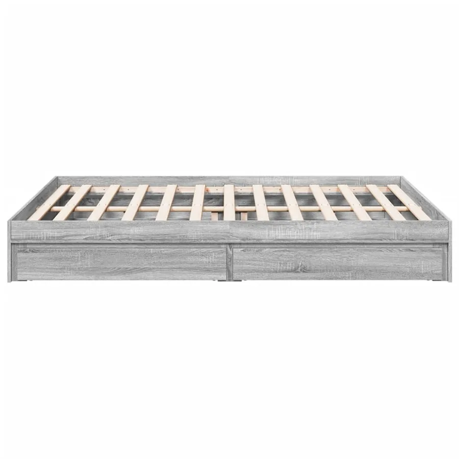 Cadre de lit avec tiroirs sans matelas sonoma gris 160x200 cm - 5