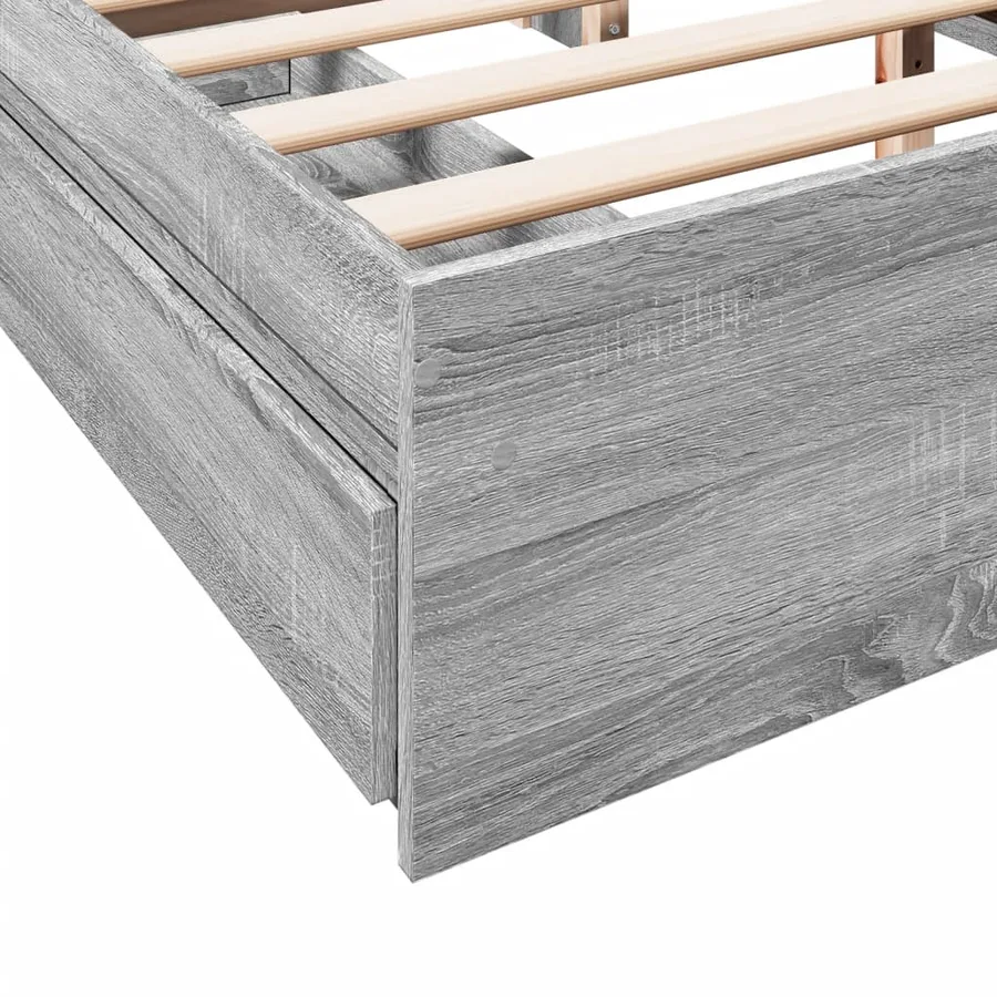 Cadre de lit avec tiroirs sans matelas sonoma gris 160x200 cm - 8