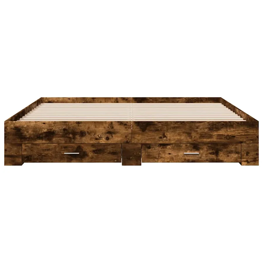 Cadre de lit avec tiroirs sans matelas chêne fumé 180x200 cm - 4