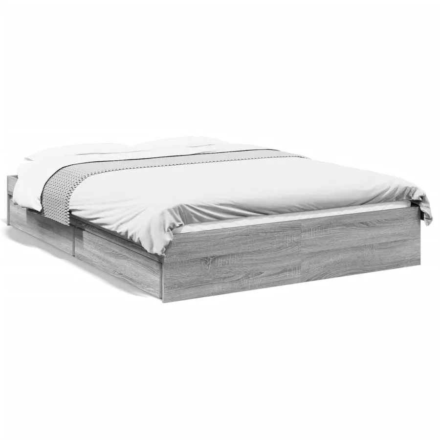 Cadre de lit avec tiroirs sans matelas sonoma gris 120x190 cm - 2