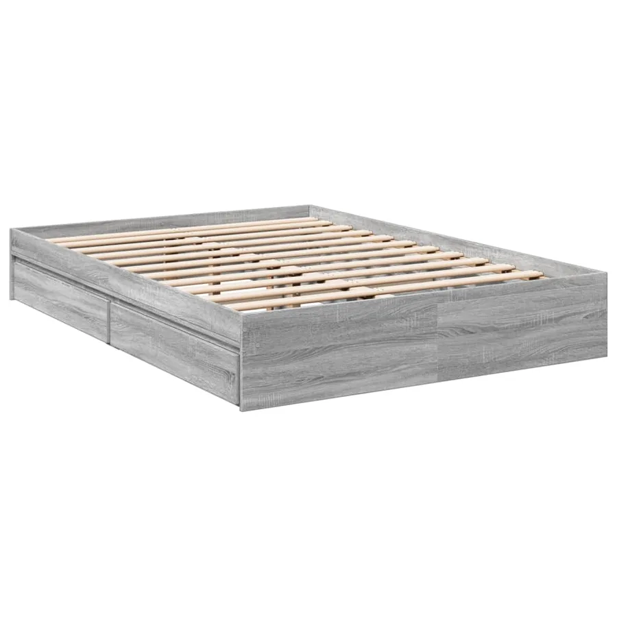 Cadre de lit avec tiroirs sans matelas sonoma gris 120x190 cm - 6