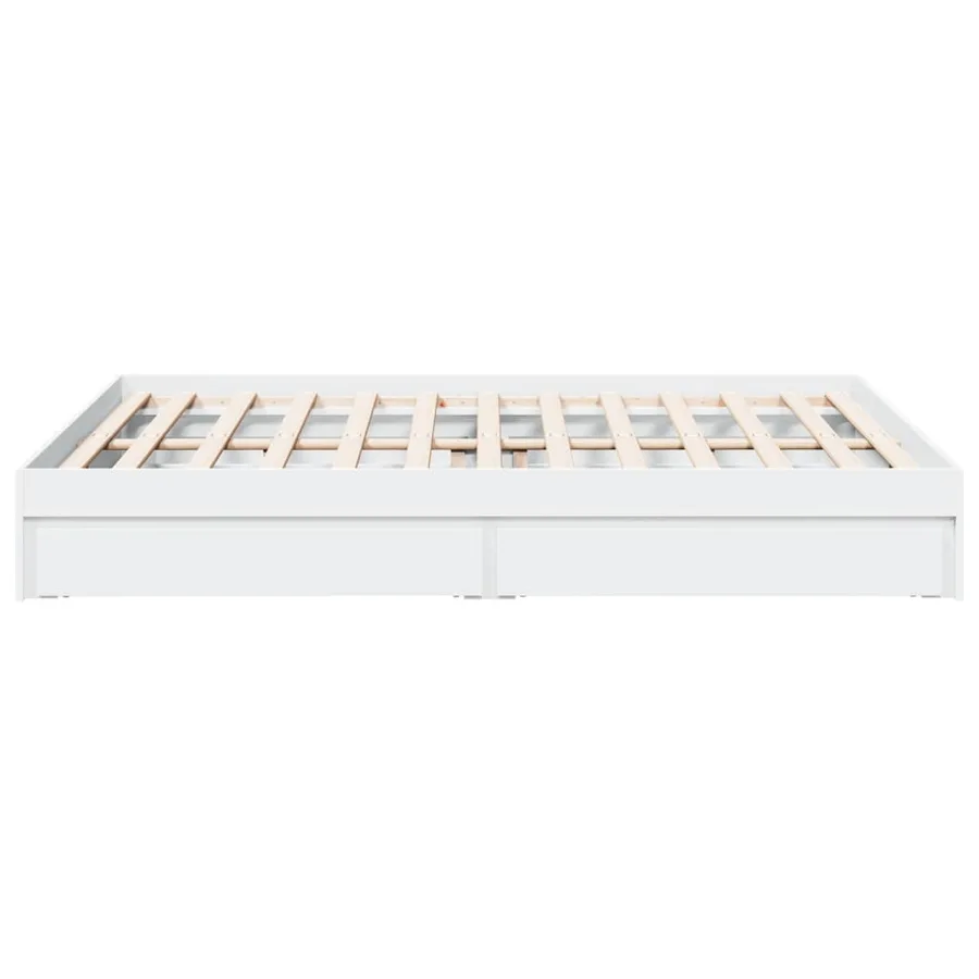 Cadre de lit avec tiroirs sans matelas blanc 160x200 cm - 5