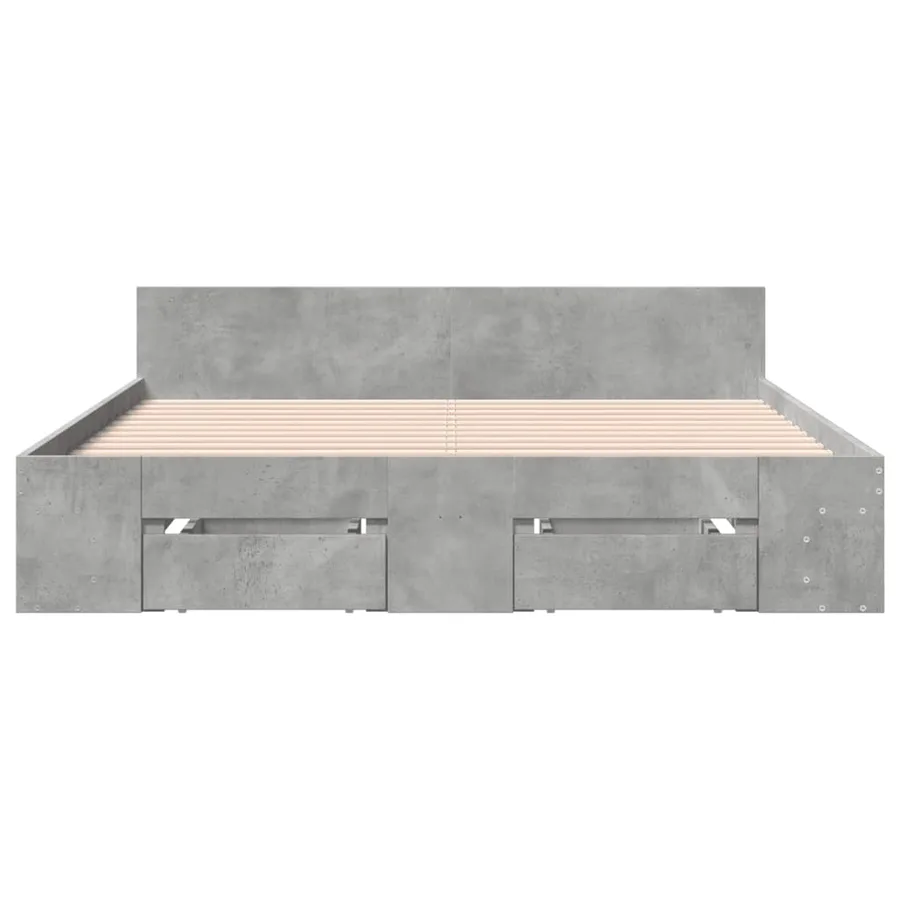 Cadre de lit avec tiroirs sans matelas gris béton 150x200 cm - 4