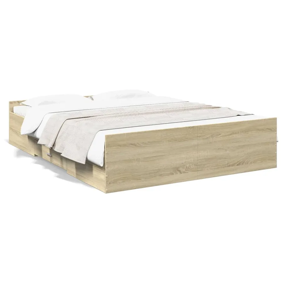 Cadre de lit avec tiroirs sans matelas chêne sonoma 160x200 cm - 2