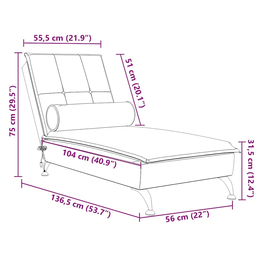Chaise longue de massage avec traversin jaune velours - 10