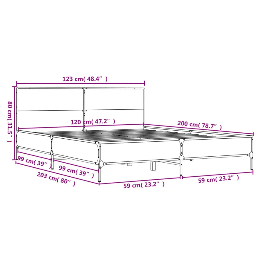 Cadre de lit sans matelas chêne marron 120x200 cm - 9