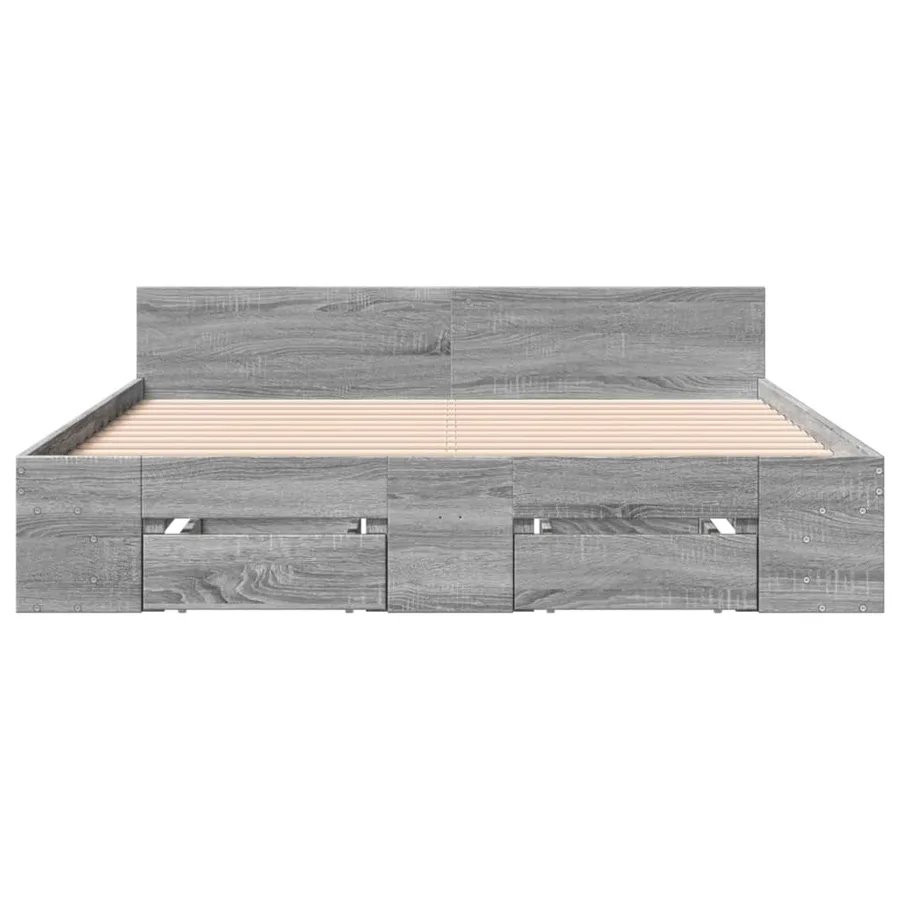 Cadre de lit avec tiroirs sans matelas sonoma gris 150x200 cm - 4